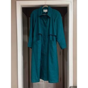 VINTAGE CHARLES KLEIN Teal Long Coat - Size 14